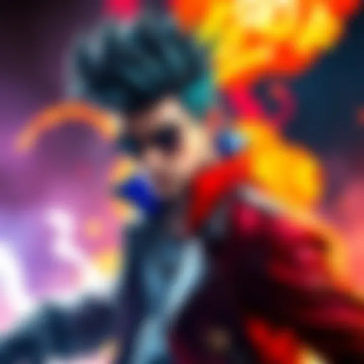 HD wallpaper of Chrollo in a dramatic pose from Wreak Havoc, showcasing intense graphics and vibrant colors.