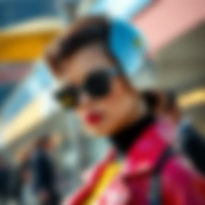 A person sporting a chrome dome hairstyle with trendy sunglasses and a fashionable outfit, showcasing the rise of chrome domes in 2026 fashion.