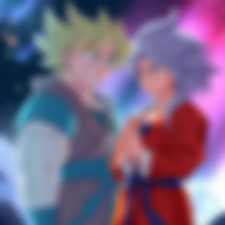 Chronoa Thanks Goku Chronoa standing nervously in front of Goku, expressing gratitude after being saved, with a hint of awkwardness in her demeanor.