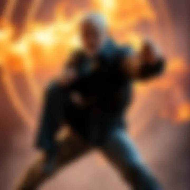 Chuck Norris Action Pose Chuck Norris performing a martial arts move, showcasing strength and agility