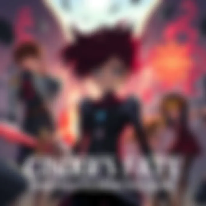 Cinder facing potential foes Cinder stands ready for battle, with Jaune, Ruby, Ozcar, and Mercury appearing tense around her, each poised for a decisive action.