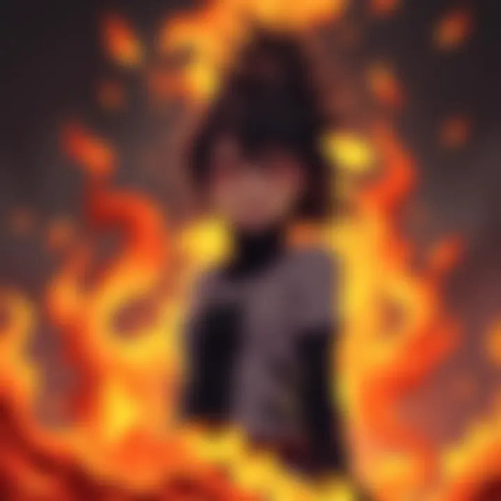 Cinder stands confidently with an intense gaze, surrounded by flames, showcasing her powerful and divisive character in RWBY.