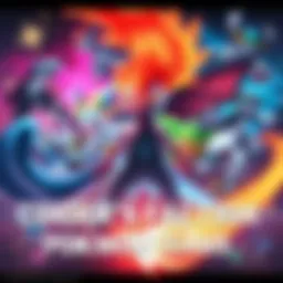 A colorful display of various Pokemon representing Cinder's faction, showcasing their types and battle poses.