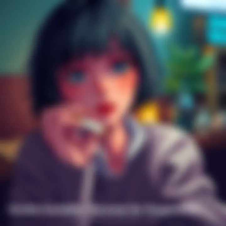 A character named Cirno curiously holding a cigarette, contemplating her choice in a casual setting.