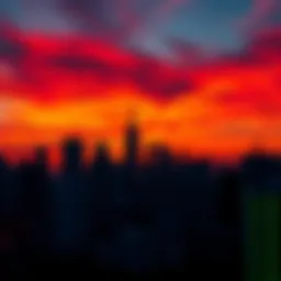 A city skyline silhouetted against a vibrant sunset, symbolizing change and uncertainty about the future.