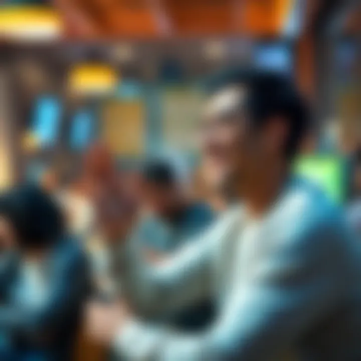 Person giving a clapback A person confidently responding to a comment with a sharp clapback in a casual setting