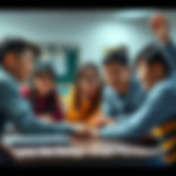 A group of Class 1A students working together on a project, showing enthusiasm and teamwork in a classroom setting.