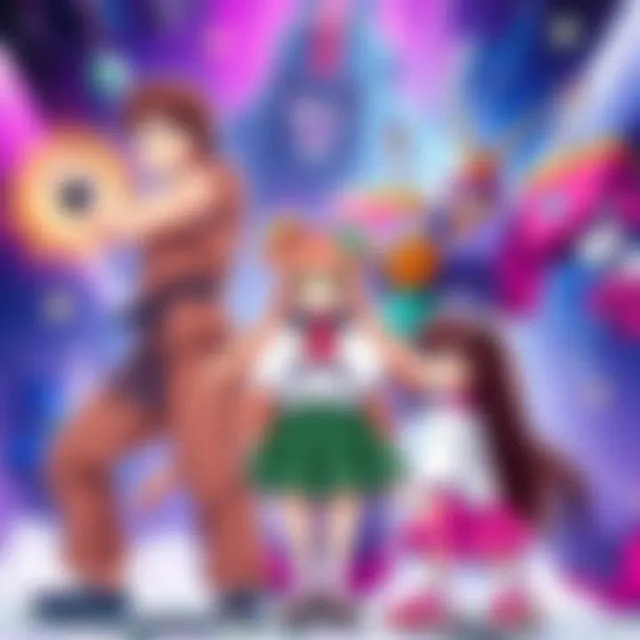 Classic Anime Characters from the 80s and 90s Group of iconic anime characters from the 80s and 90s, including a martial artist, a magical girl, and a giant robot, showcasing the vibrant art style of that era.