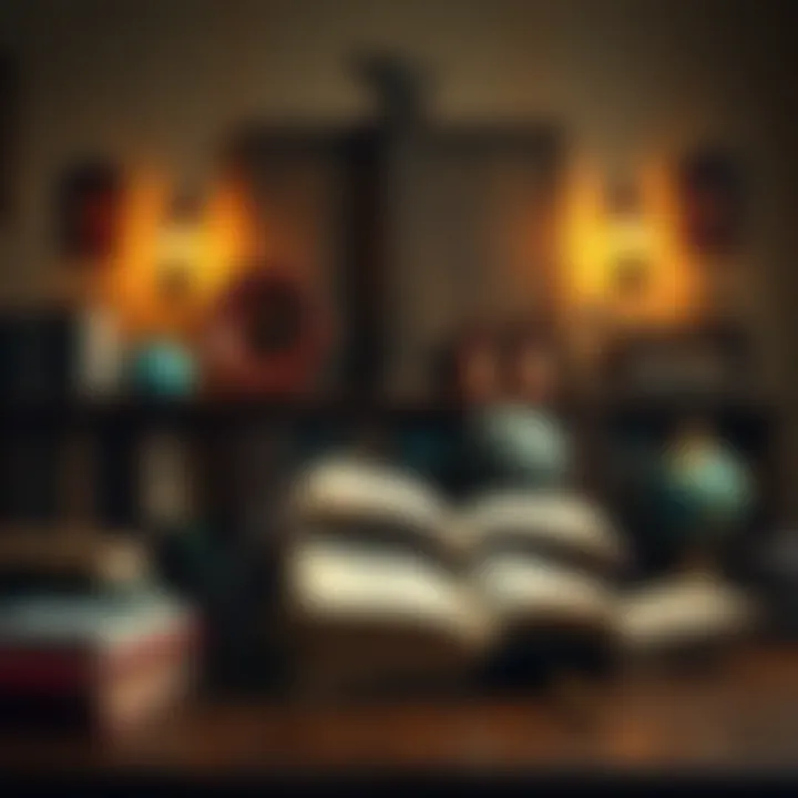 An old image transformed to reflect modern reading comprehension themes in education, showing books and learning tools alongside traditional symbols.