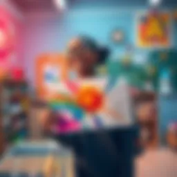 A student proudly shares a colorful piece of art created by a classmate, reflecting creativity and collaboration in school.