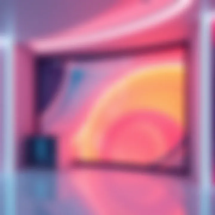 A vibrant piece of modern art showcasing clean lines and glowing colors