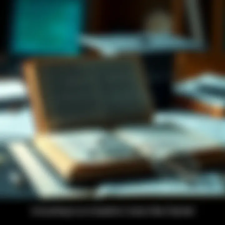 A closed academic book on a desk next to a pen and glasses, symbolizing an unfinished academic journey.