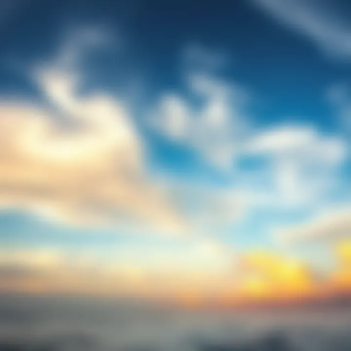 A cloudy sky with soft, flowing clouds over a serene landscape, representing the concept of dreams.