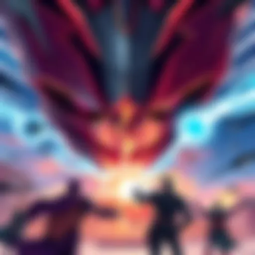 COIE Anti-Monitor vs. Relevancy League Illustration of COIE Anti-Monitor confronting members of the Relevancy League in a dramatic showdown