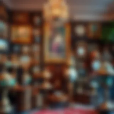 Collection of Unique Art and Antiques A diverse range of rare antiques and artistic pieces displayed in an elegant setting.