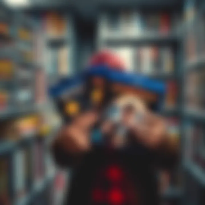 A collector holding two rare Blu Rays and looking at a shelf filled with DVDs, questioning the Interstella 5555 limited edition release.