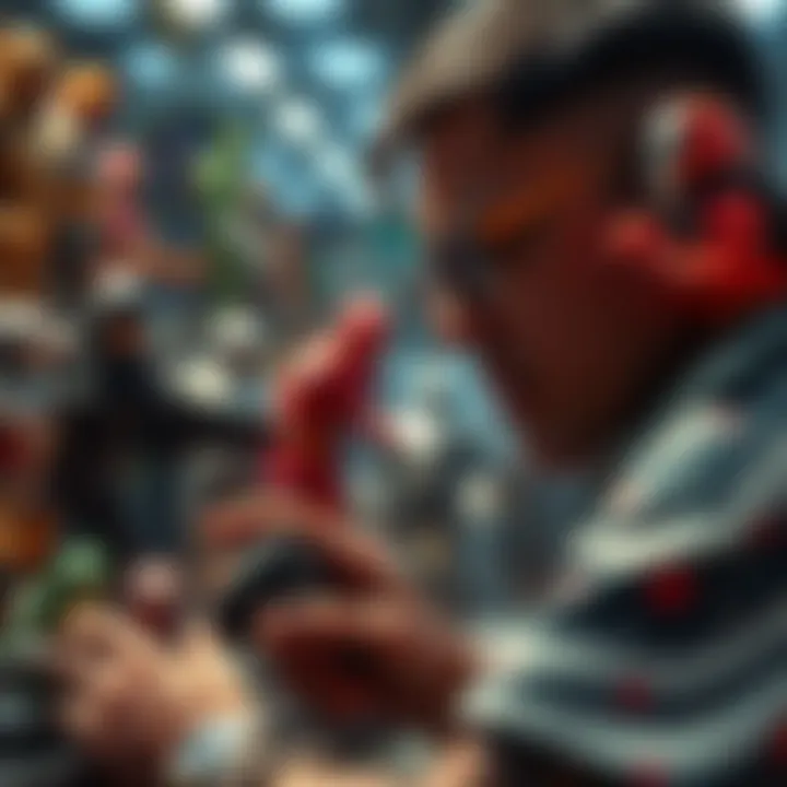 A person examining collectible figures with concern about pre-order deadlines and availability.