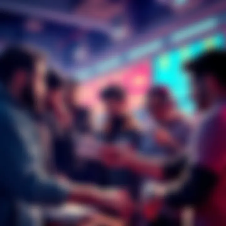 A group of collectors examining headliners and debating their value for 400 red coins.