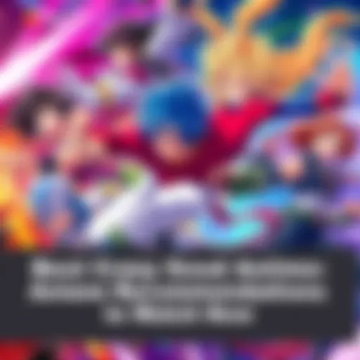 Dynamic and colorful anime characters from various series in action poses