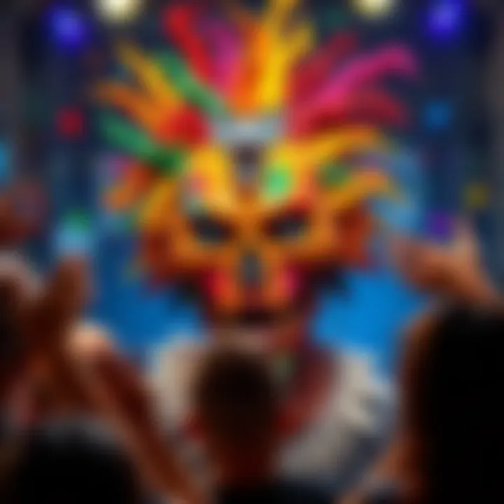 A vibrant piece of art showcasing an array of bold colors and emotional expressions, reflecting the unique style of artist DinkyIcarus, surrounded by enthusiastic fans.