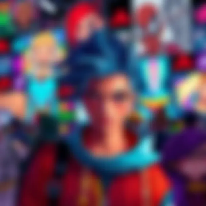 A collection of vibrant fan art pieces showcasing unique styles and characters, highlighting the creativity of the artist