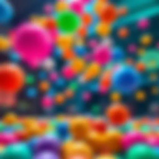 A player collects vibrant floating balls in a lively gaming scene, emphasizing their importance for upgrades