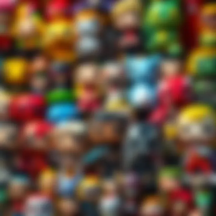 A display of various Funko Pop figures in different colors and themes, showcasing the diversity of the collection.