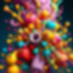 A vibrant gooboo art piece featuring quirky shapes and bright colors, appealing to art lovers.
