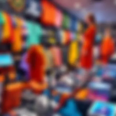 A vibrant display of various merchandise including clothing, gadgets, and accessories in one spot
