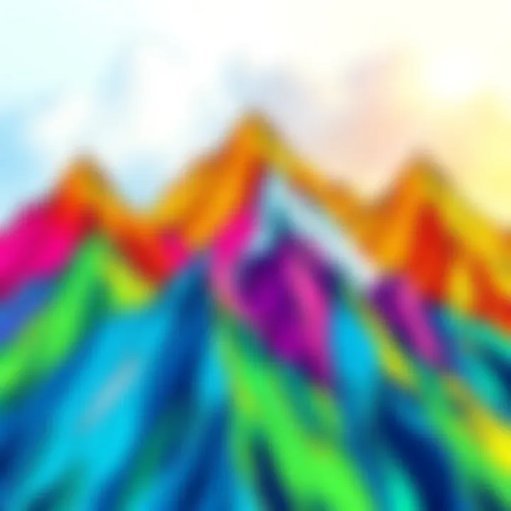 A collection of vibrant peak panels showcasing various designs for coloring