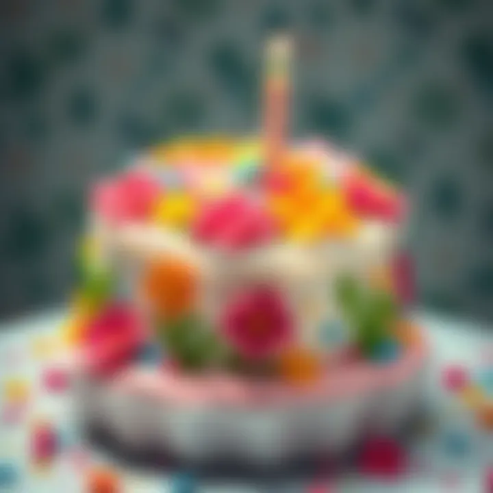 Colorful Spring Frosting Decoration A vibrant cake decorated with colorful spring-themed frosting using leftover materials, featuring flowers and bright colors, showcasing a fun and creative approach to baking.