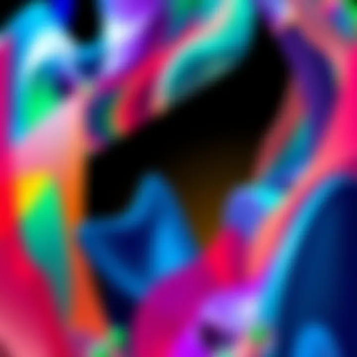 An array of vibrant, abstract shapes and patterns symbolizing the creativity of peak art