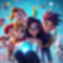 A vibrant fanart illustration showing beloved animated characters in a unique style, showcasing creativity and artistry.