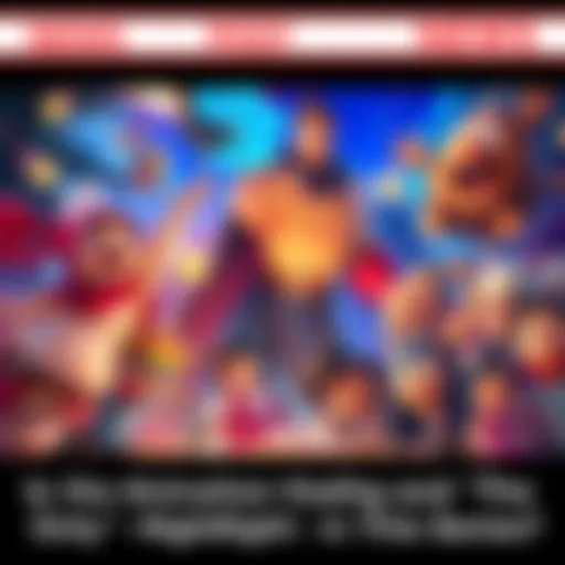 A vibrant animated scene showcasing characters with bold designs and dynamic action, representing a fantasy world full of adventure and intrigue.