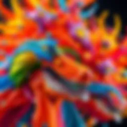 A vibrant piece of art showcasing bold colors and imaginative shapes that captivate the viewer.