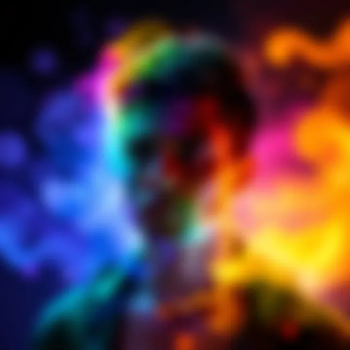 A person with a colorful aura surrounded by various hues, representing different energies and vibes