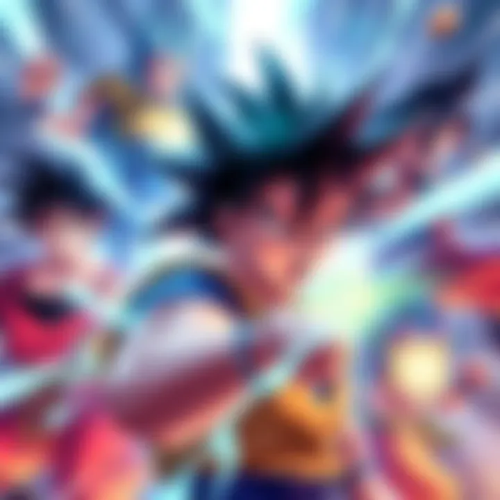 Vibrant artwork featuring beloved DBZ characters with dynamic poses and energy effects