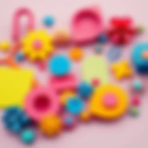 A selection of vibrant design elements such as shapes, colors, and patterns arranged to showcase visual appeal.