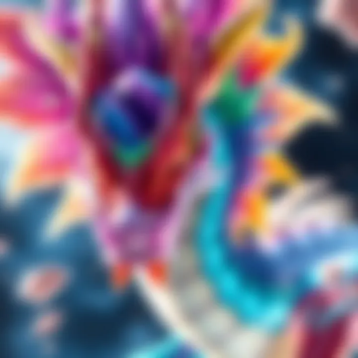 A vibrant Dragona character showcasing a striking mix of colors and designs in anime style.