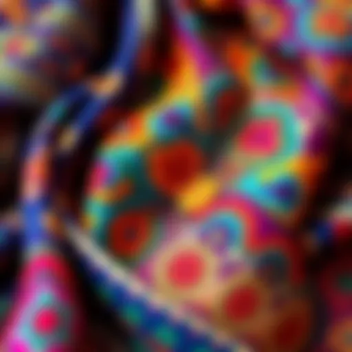 A collection of bright and intricate fabric patterns perfect for tapestry design inspiration