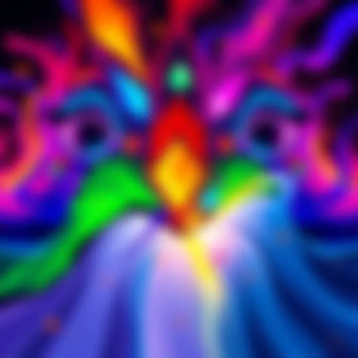 A vibrant piece of fan art displaying unique shapes and bold colors, showcasing creativity and expression.