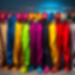 A variety of lupin pants in different colors arranged together, showcasing options for people to choose their favorite hue.