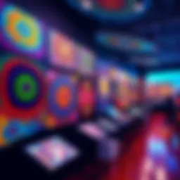 A vibrant display of Pain Yubi art showcasing intricate patterns and bright colors on canvas