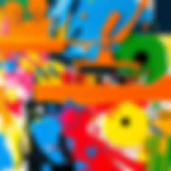 An artist's colorful painting showcasing a unique style and creative techniques