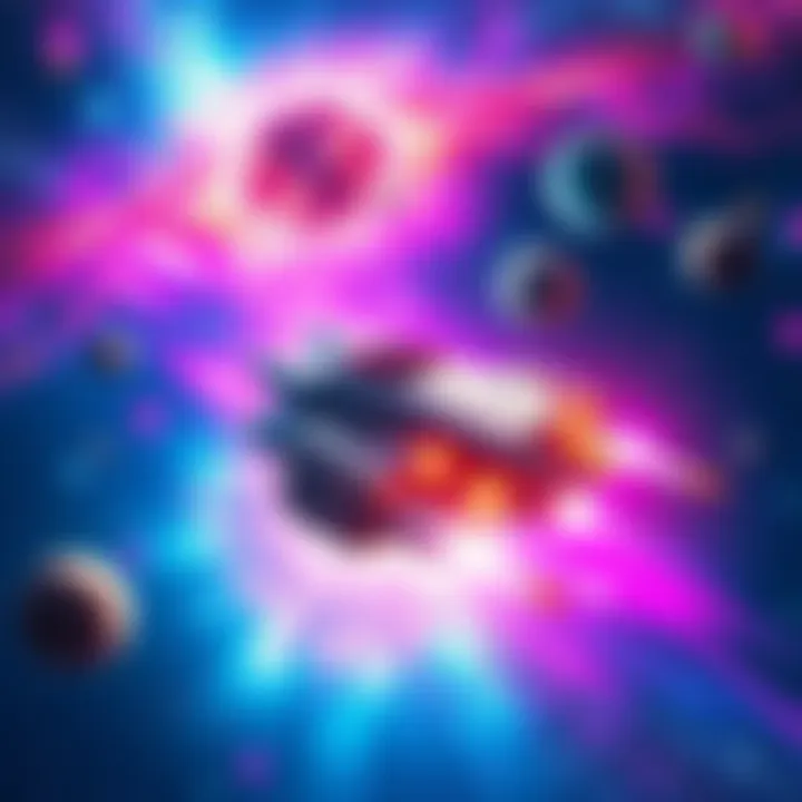 A bright and cheerful spaceship travels through a colorful galaxy filled with stars and planets, representing uplifting sci-fi themes.
