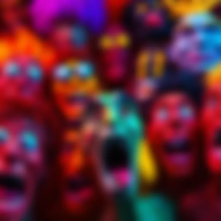 A collection of eye-catching thumbnails showing vibrant colors and exaggerated expressions to attract viewers' attention.