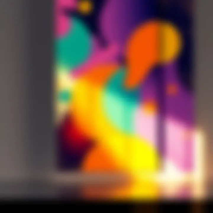 Colorful Unique Poster Design A vibrant poster design featuring abstract shapes and colors, ready to be framed for room decoration.