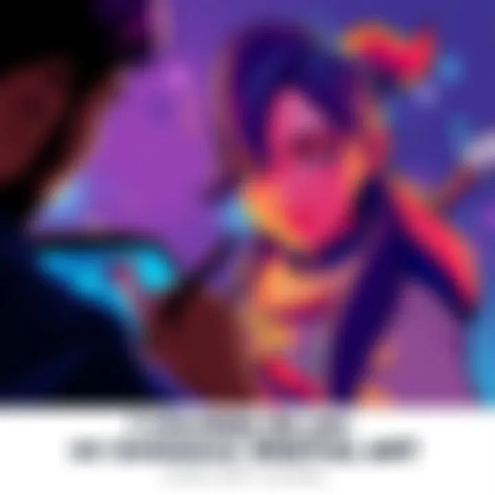 An artist using a digital tablet to color a character named Enjin with vibrant colors.