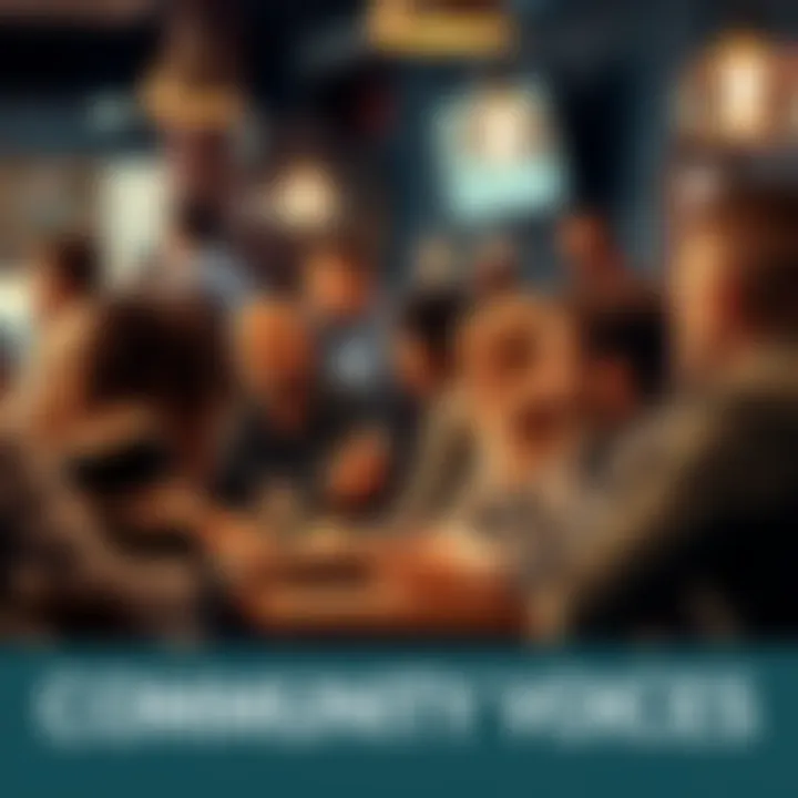 A group of people gathered in a cafe discussing recent news with engaged expressions