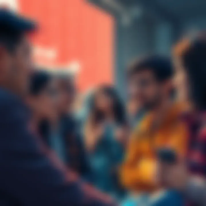 A group of people engaging in lively conversation, with contrasting opinions visible in their expressions, representing the dual nature of forum interactions.